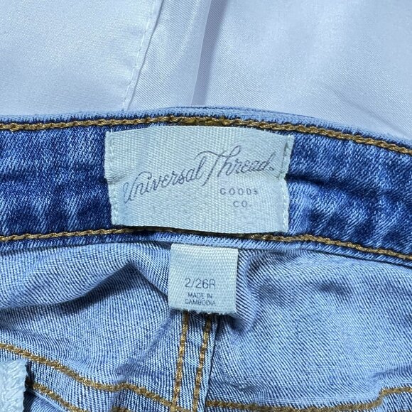 Universal Thread Women's Jeans, Denim Distressed High Rise Skinny, Button Fly - Picture 3 of 3